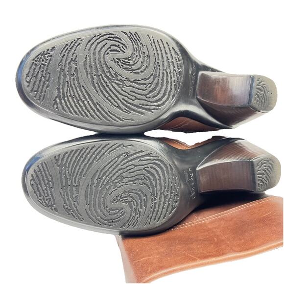 Dansko Risa Brown Distressed Leather Knee High Cuffed Zip Heel Boot Size 7.5-8 - Picture 8 of 13